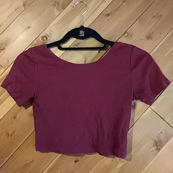 Burgundy Scoop Back Crop Top S - Picture 1 of 3